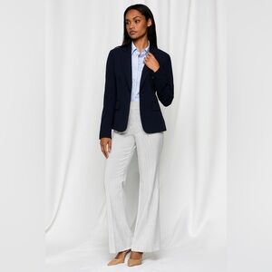 Intuitions Pinstripe High Rise Flare Dress‎ Pants White Gray Size 2 NWT